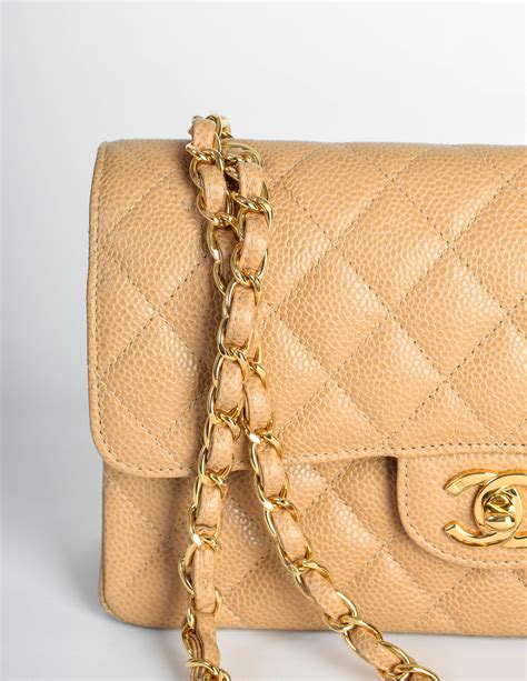 chanel beige caviar flap bag